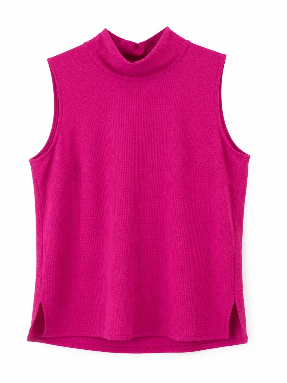 Bobeau Mock Neck Textured Sleeveless Top Fuchsia Pink XL NWOT